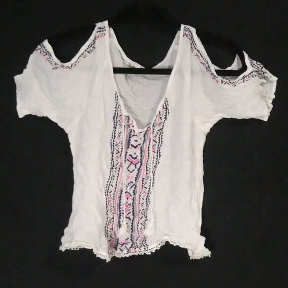 AEROPOSTALE | medium | Bohemian Embroidered Cold-Shoulder Blouse - Picture 1 of 16